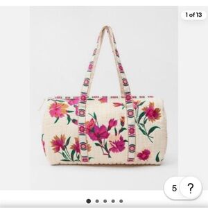 Zara Cream Floral Travel Bag